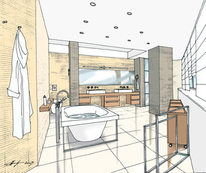 Заказать Блиц-дизайн интерьеров «от производителей» для ремонтов в г. Кременчуг . Ванная комната 17 м2